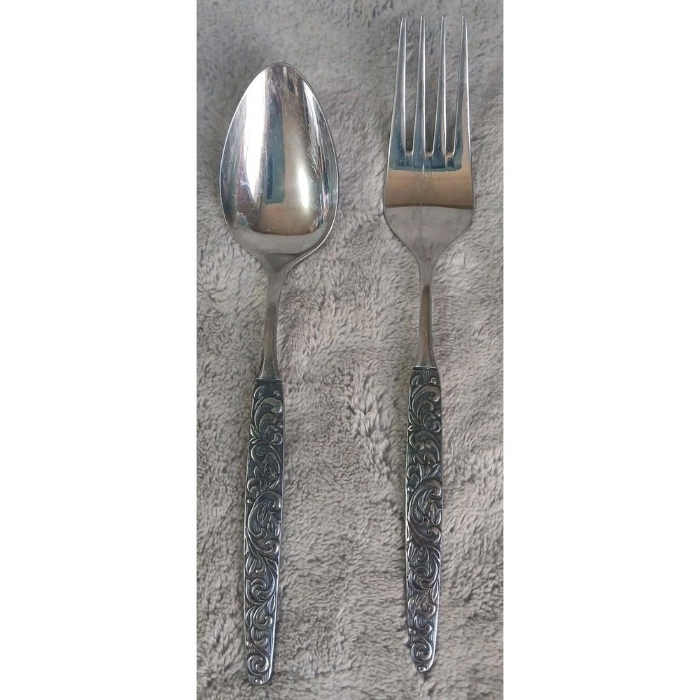 Fork Spoon Set Riviera Cordova Stainless Steel Japan Flatware‎ Floral Vine